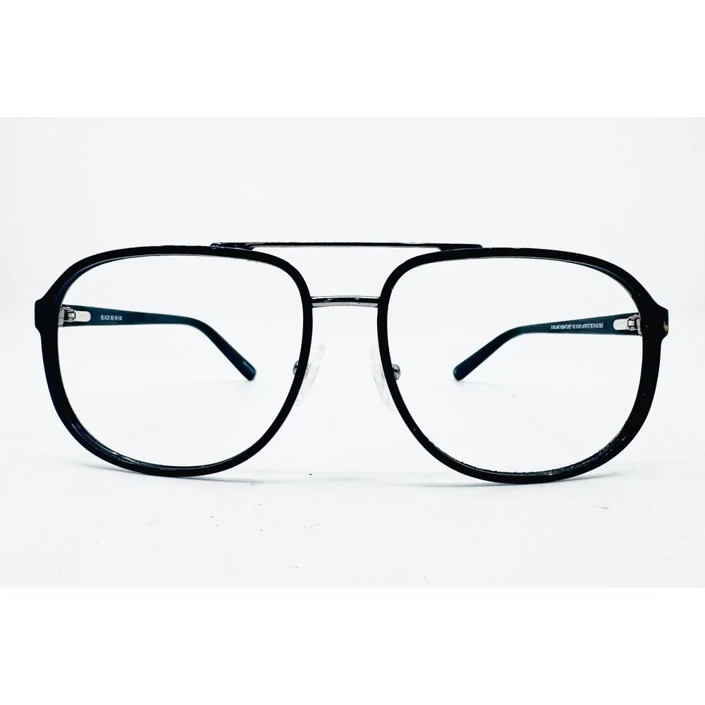 Unbranded Eyeglasses Mens Black Aviator Double Bridge 60-16-145 39134